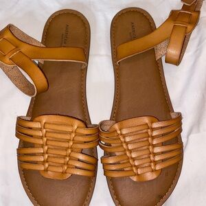 American Eagle Outfitters Cognac Woven-Strap Women's Sandals